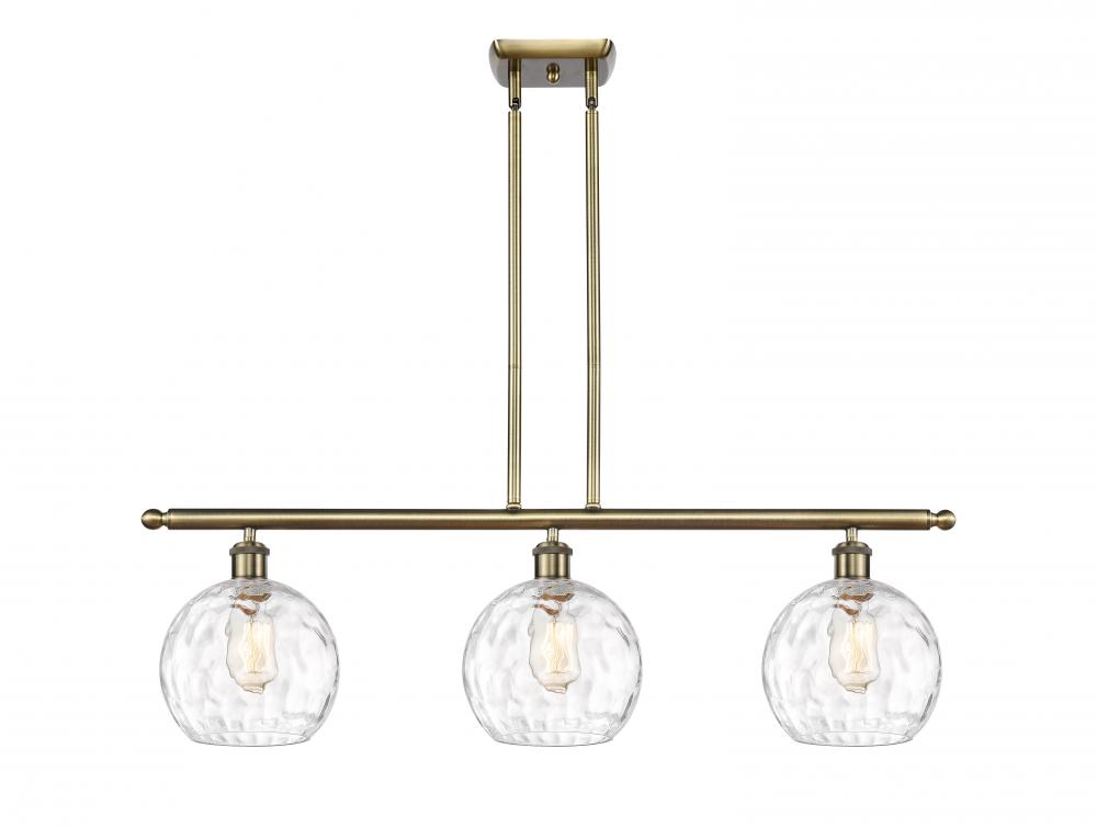 Athens Water Glass - 3 Light - 36 inch - Antique Brass - Stem hung - Island Light