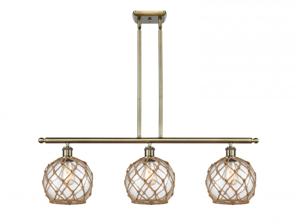 Farmhouse Rope - 3 Light - 36 inch - Antique Brass - Stem hung - Island Light