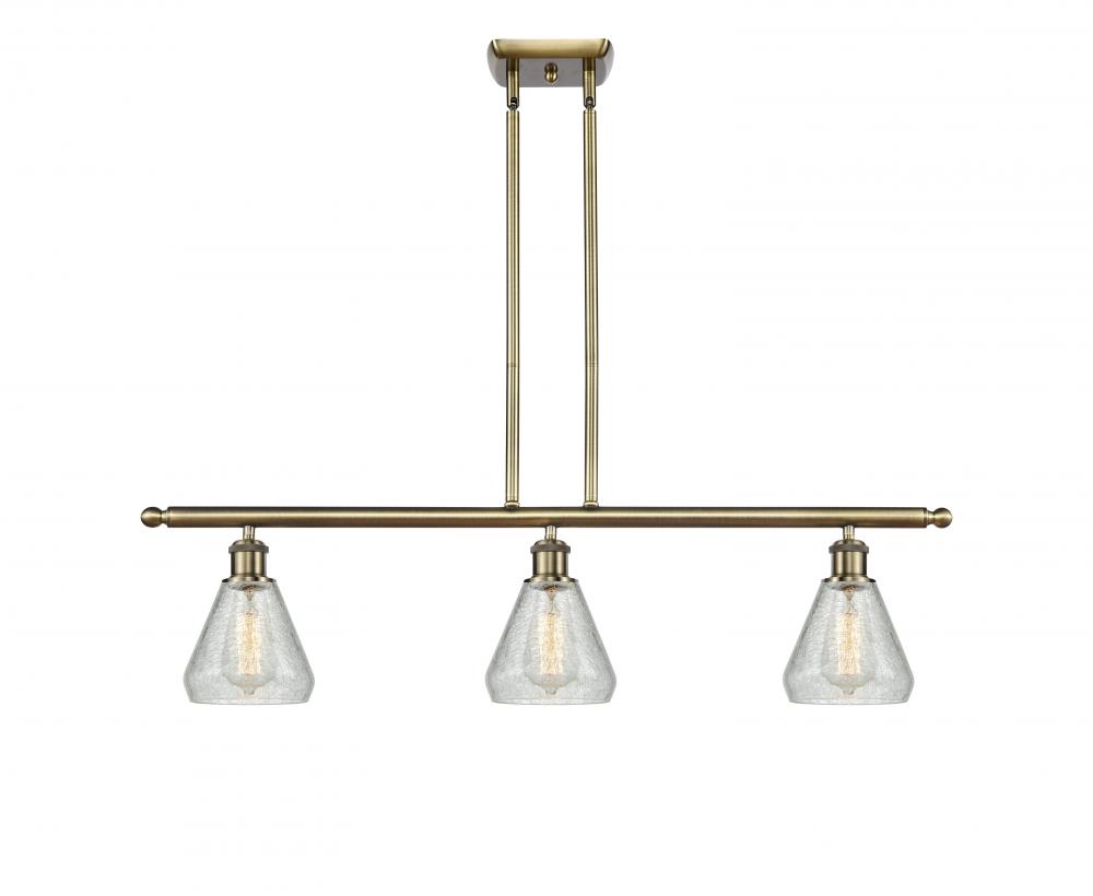Conesus - 3 Light - 36 inch - Antique Brass - Stem hung - Island Light
