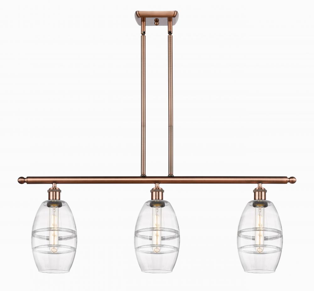 Vaz - 3 Light - 36 inch - Antique Copper - Stem hung - Island Light