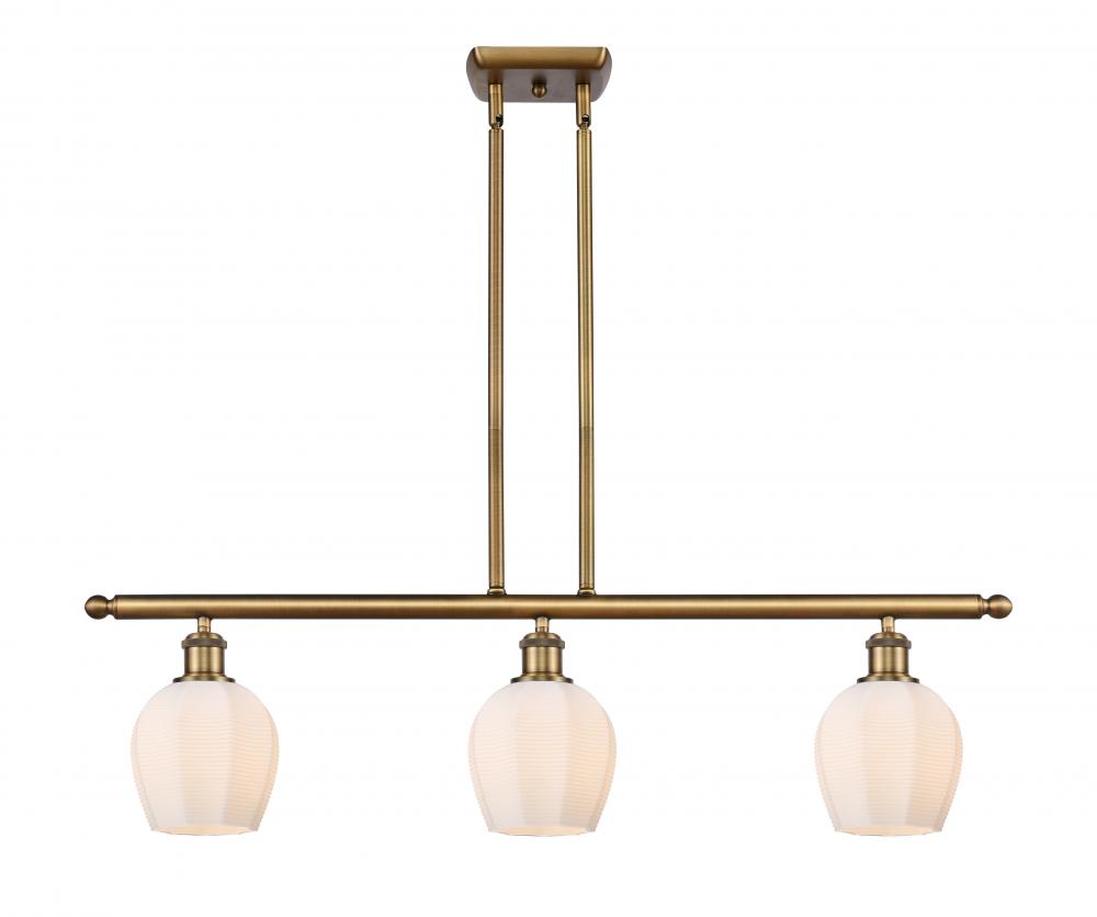 Norfolk - 3 Light - 36 inch - Brushed Brass - Stem hung - Island Light