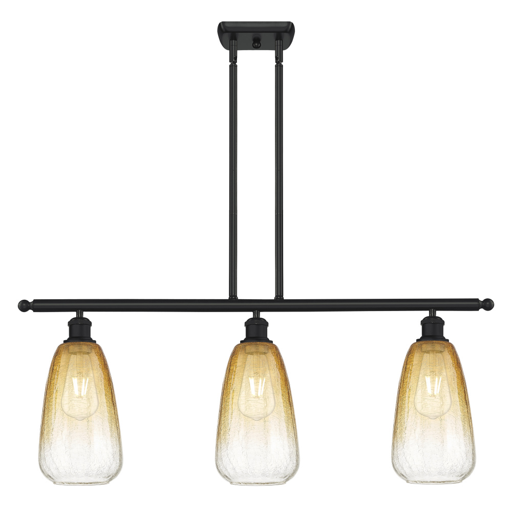 Brookhaven Almond - 3 Light - 36 inch - Matte Black - Stem Hung - Island Light