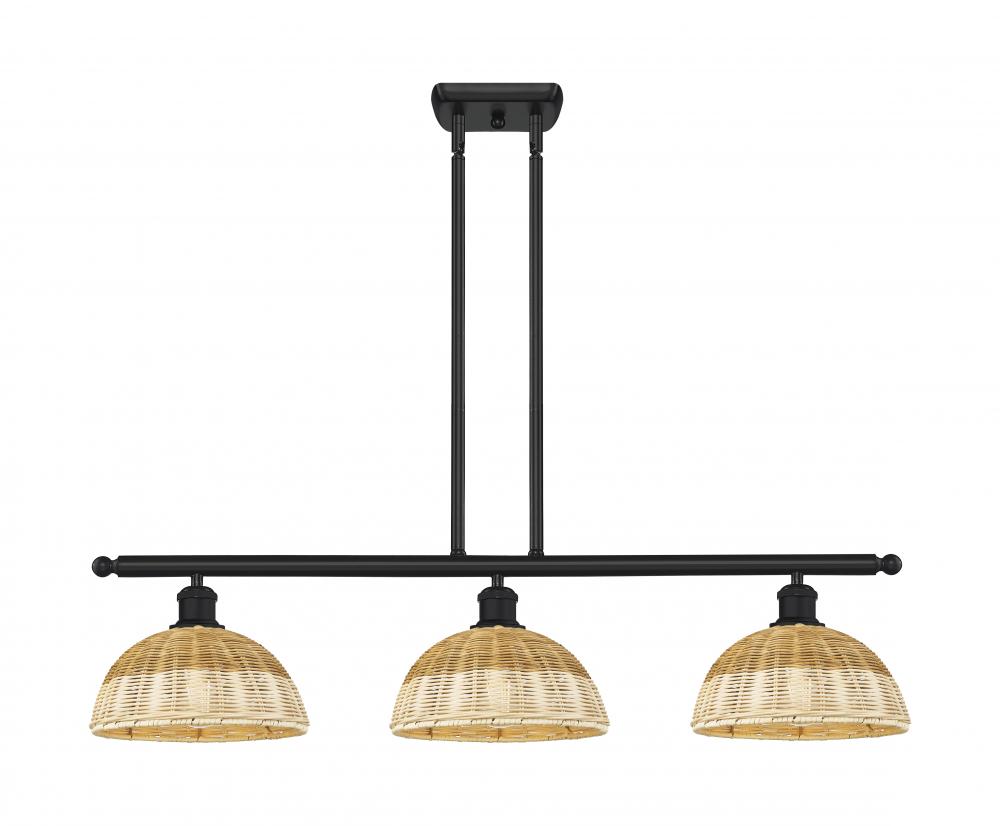 Bristol Natural II - 3 Light - 36 inch - Matte Black - Stem Hung - Island Light