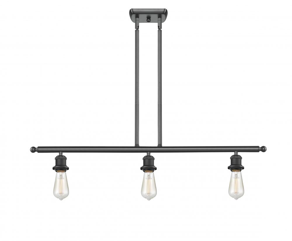Bare Bulb - 3 Light - 36 inch - Matte Black - Stem hung - Island Light