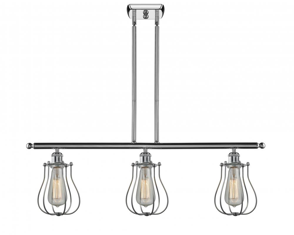 Muselet - 3 Light - 36 inch - Polished Chrome - Stem hung - Island Light