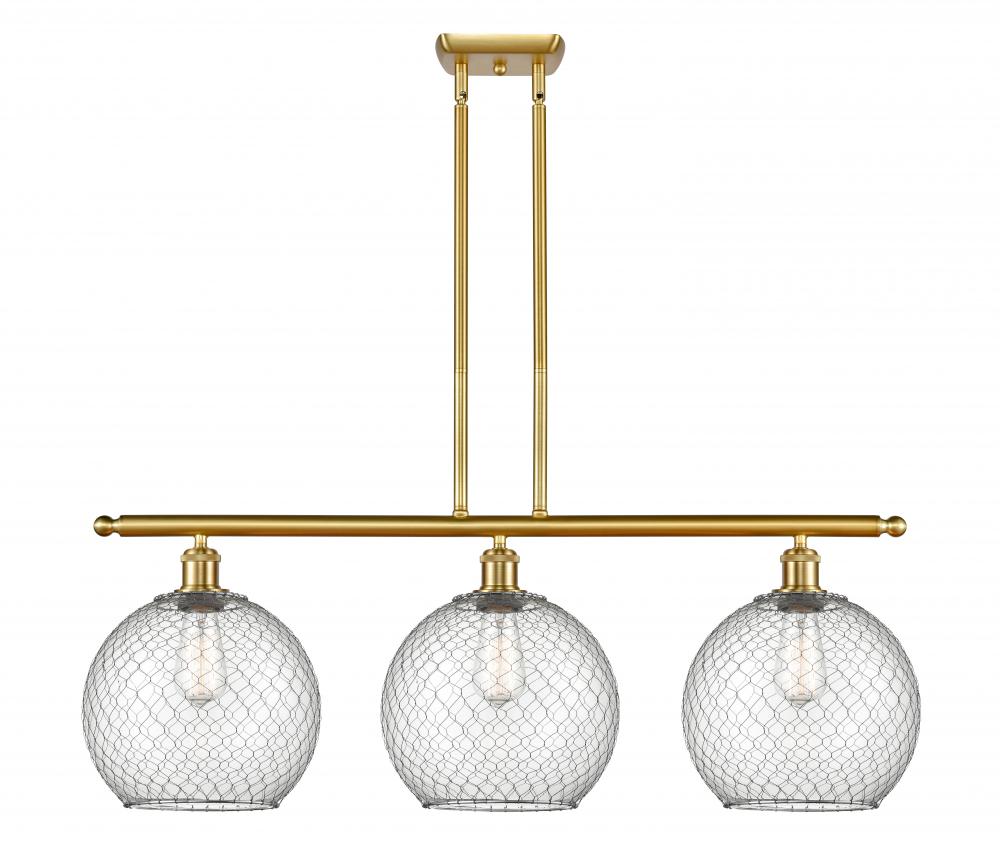 Farmhouse Chicken Wire - 3 Light - 37 inch - Satin Gold - Stem hung - Island Light