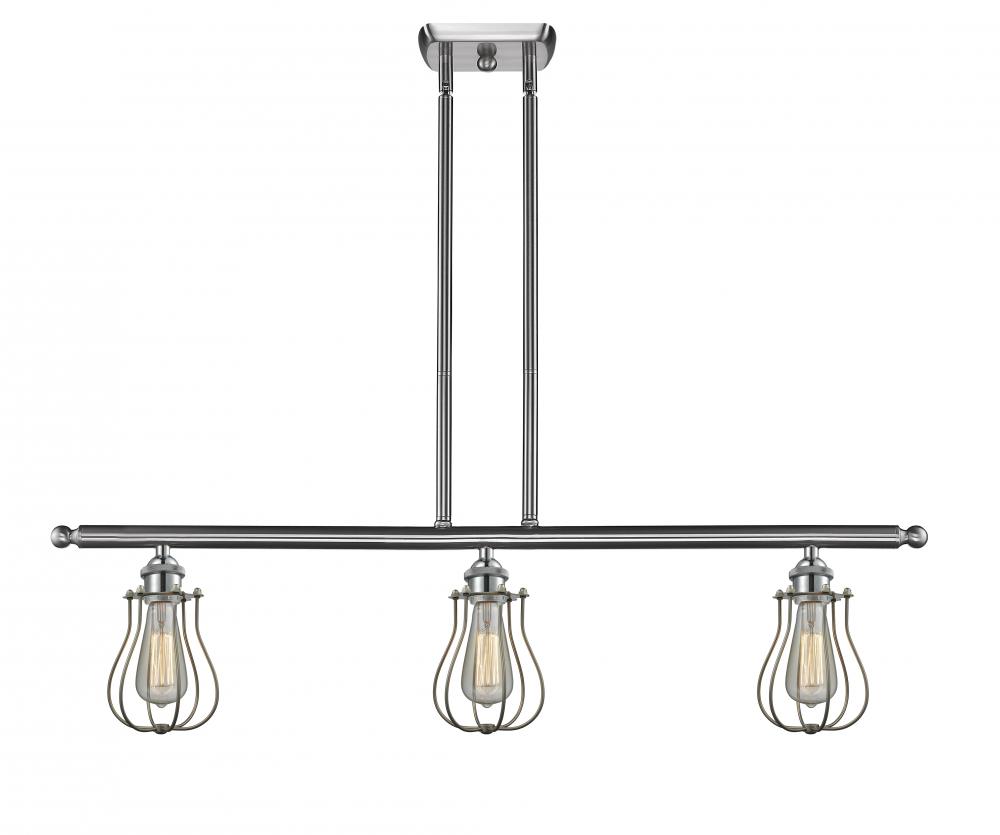 Muselet - 3 Light - 36 inch - Brushed Satin Nickel - Stem hung - Island Light
