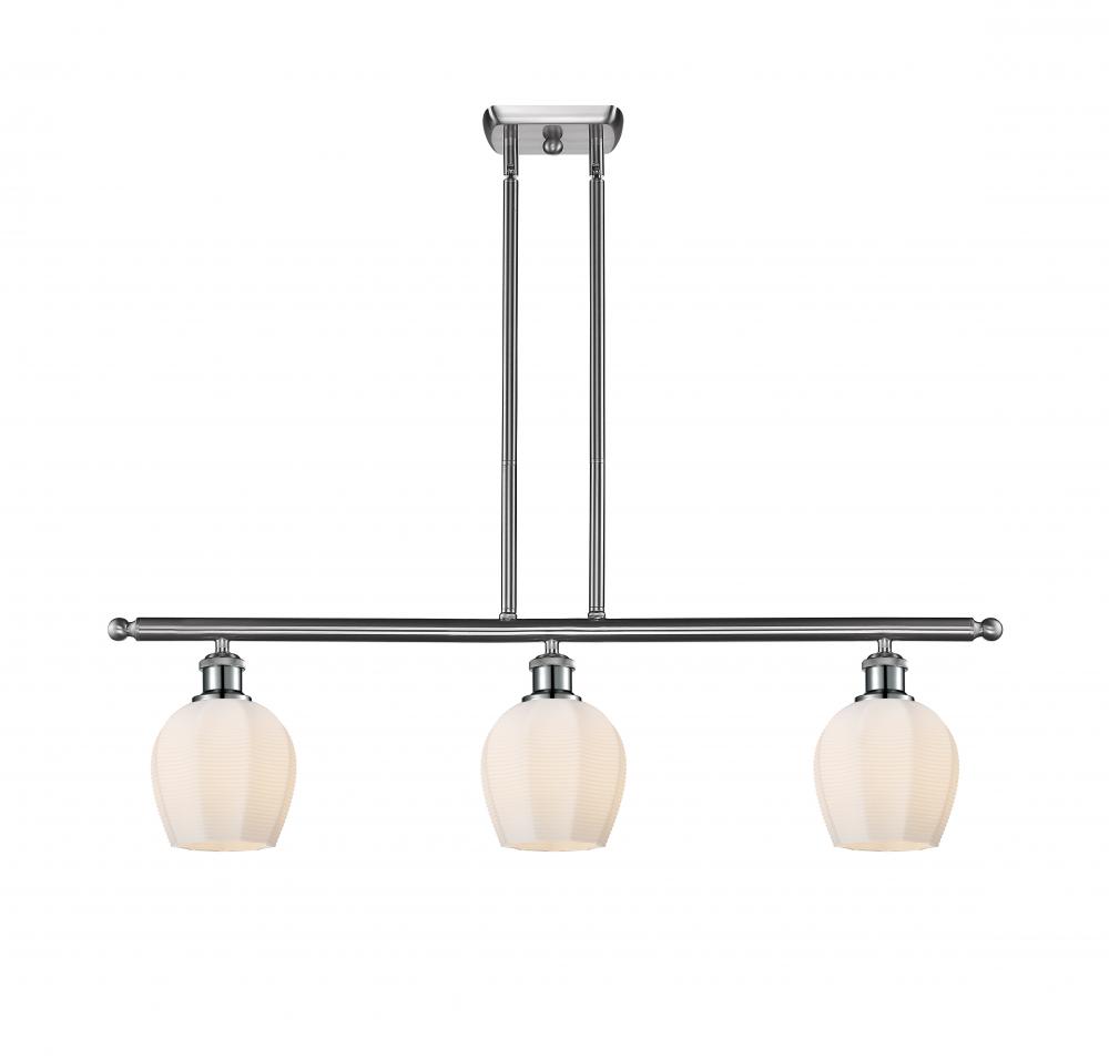 Norfolk - 3 Light - 36 inch - Brushed Satin Nickel - Stem hung - Island Light