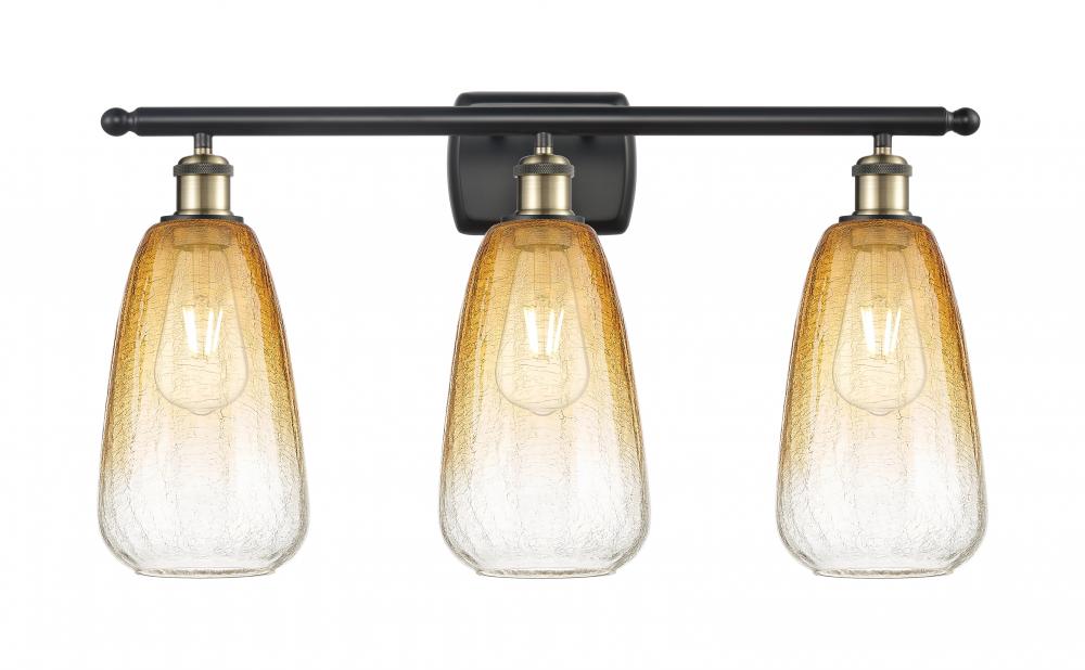 Brookhaven Almond - 3 Light - 26 inch - Black Antique Brass - Bath Vanity Light