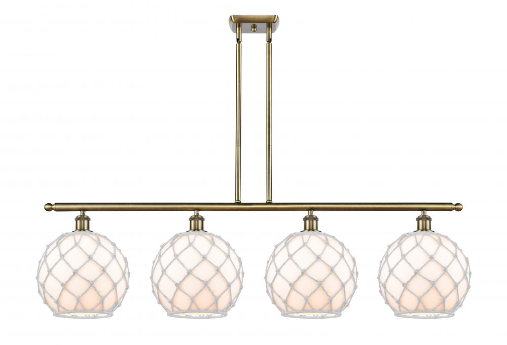 Farmhouse Rope - 4 Light - 48 inch - Antique Brass - Stem Hung - Island Light