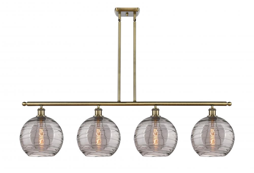 Athens Deco Swirl - 4 Light - 48 inch - Antique Brass - Stem hung - Island Light