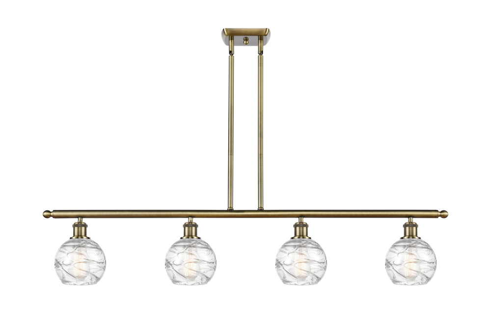 Athens Deco Swirl - 4 Light - 48 inch - Antique Brass - Stem Hung - Island Light
