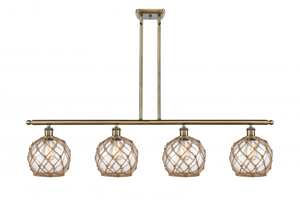 Farmhouse Rope - 4 Light - 48 inch - Antique Brass - Stem hung - Island Light