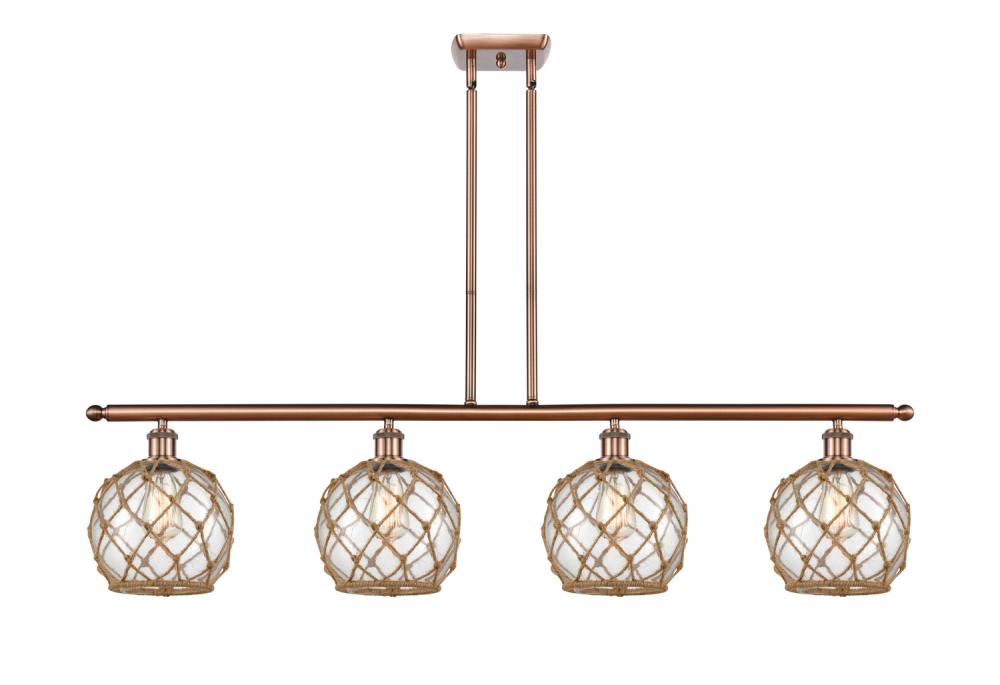 Farmhouse Rope - 4 Light - 48 inch - Antique Copper - Stem hung - Island Light