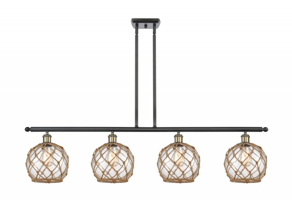 Farmhouse Rope - 4 Light - 48 inch - Black Antique Brass - Stem hung - Island Light
