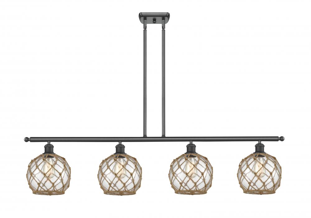 Farmhouse Rope - 4 Light - 48 inch - Matte Black - Stem hung - Island Light