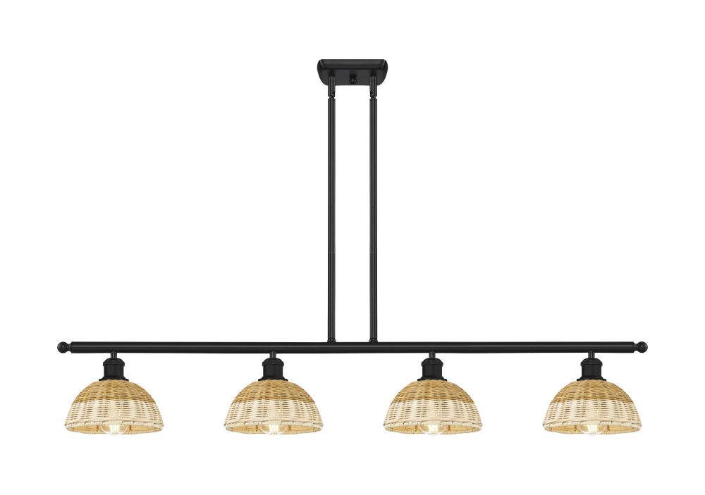 Bristol Natural II - 4 Light - 48 inch - Matte Black - Stem Hung - Island Light