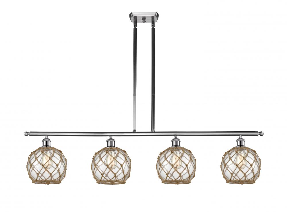 Farmhouse Rope - 4 Light - 48 inch - Brushed Satin Nickel - Stem hung - Island Light