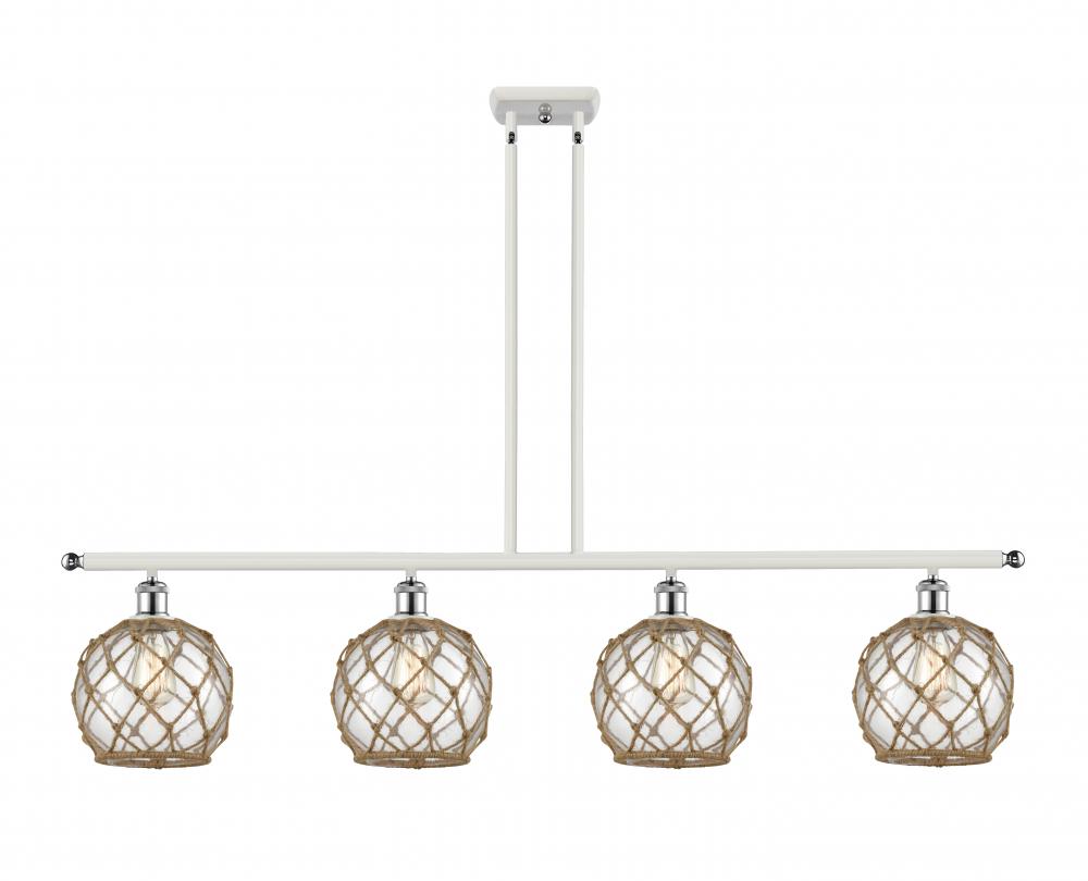 Farmhouse Rope - 4 Light - 48 inch - White Polished Chrome - Stem hung - Island Light