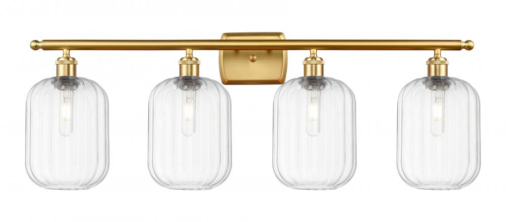 Preston Cylinder - 4 Light - 37 inch - Satin Gold - Bath Vanity Light