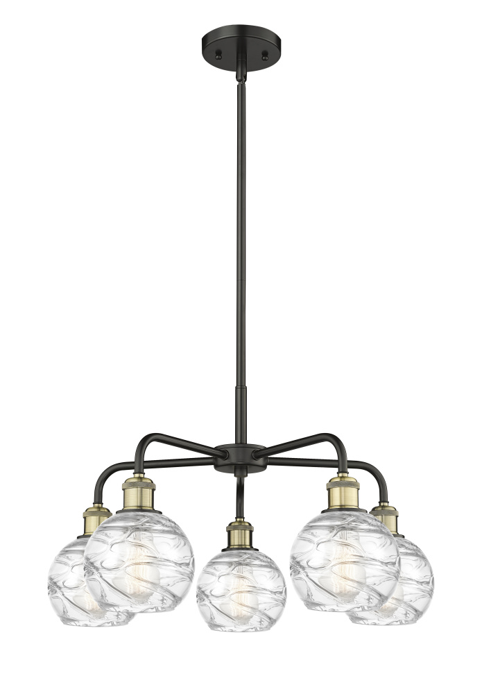 Athens Deco Swirl - 5 Light - 24 inch - Black Antique Brass - Stem hung - Chandelier