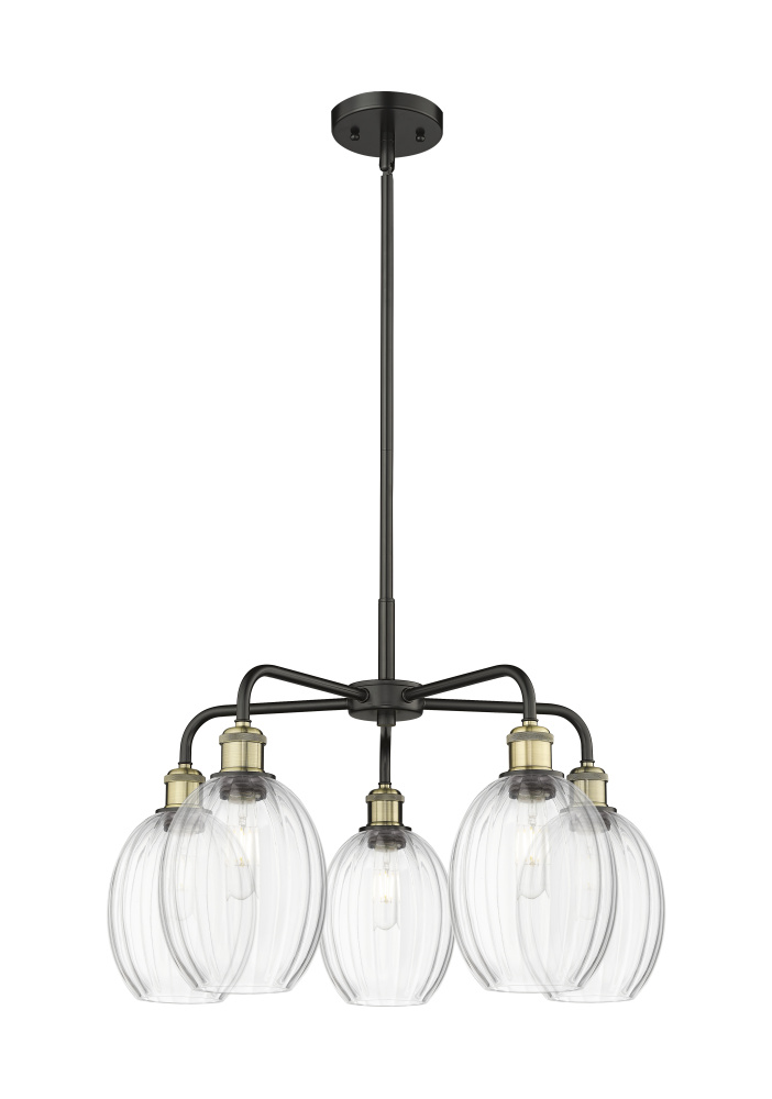 Preston Bulb - 5 Light - 25 inch - Black Antique Brass - Stem hung - Chandelier