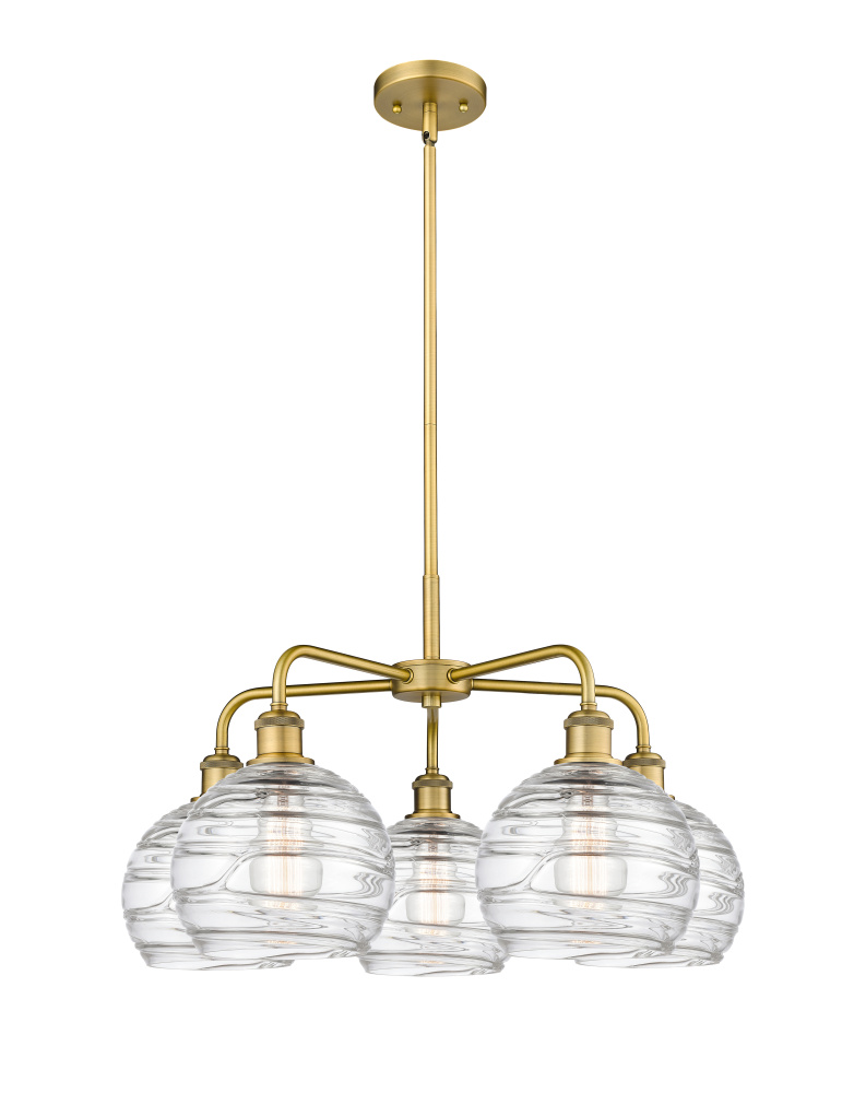Athens Deco Swirl - 5 Light - 27 inch - Brushed Brass - Stem hung - Chandelier