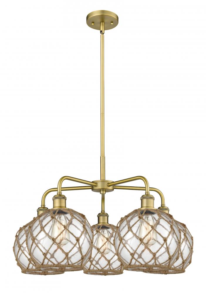 Farmhouse Rope - 5 Light - 27 inch - Brushed Brass - Stem hung - Chandelier