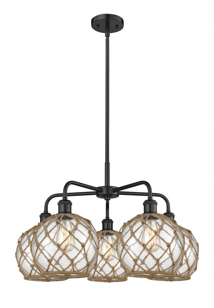 Farmhouse Rope - 5 Light - 27 inch - Matte Black - Stem hung - Chandelier