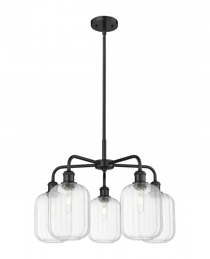 Preston Cylinder - 5 Light - 25 inch - Matte Black - Stem hung - Chandelier