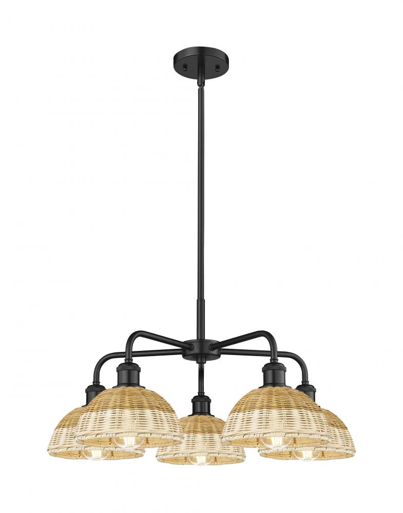 Bristol Natural II - 5 Light - 26 inch - Matte Black - Stem hung - Chandelier