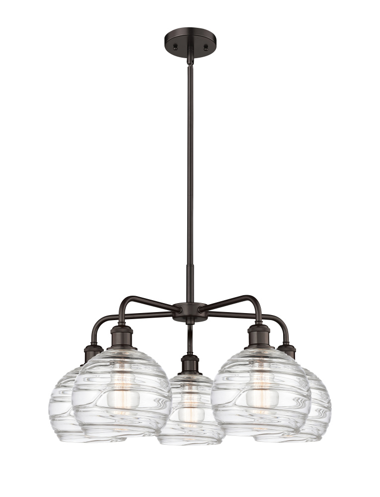 Athens Deco Swirl - 5 Light - 27 inch - Oil Rubbed Bronze - Stem hung - Chandelier