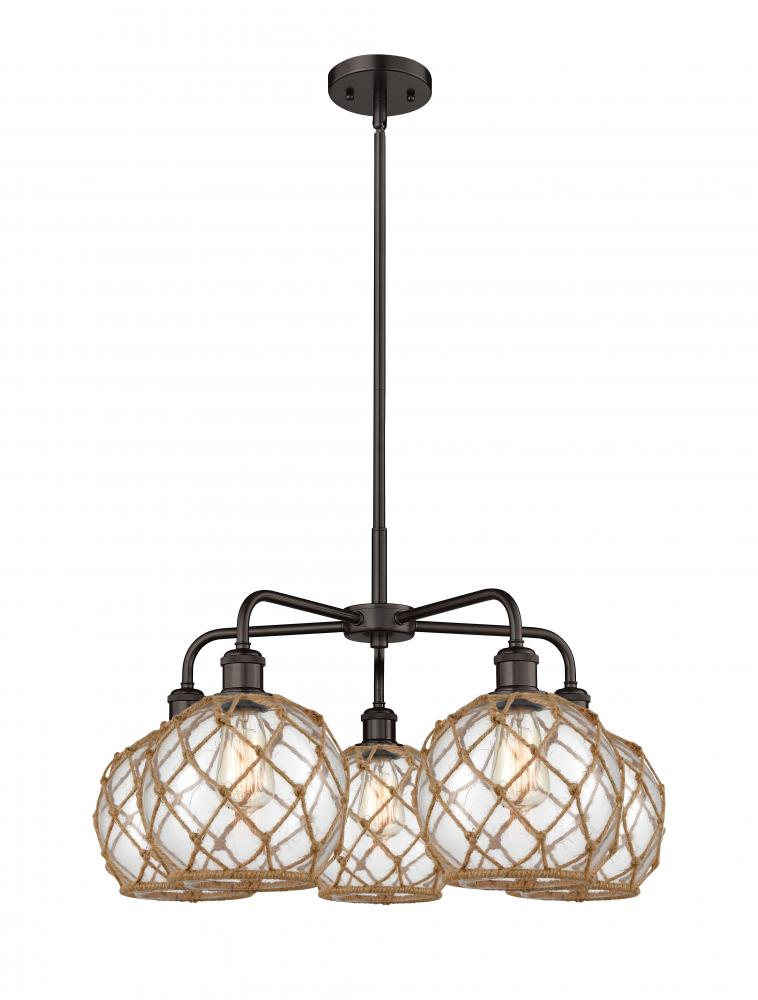 Farmhouse Rope - 5 Light - 27 inch - Oil Rubbed Bronze - Stem hung - Chandelier