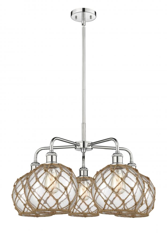 Farmhouse Rope - 5 Light - 27 inch - Polished Chrome - Stem hung - Chandelier