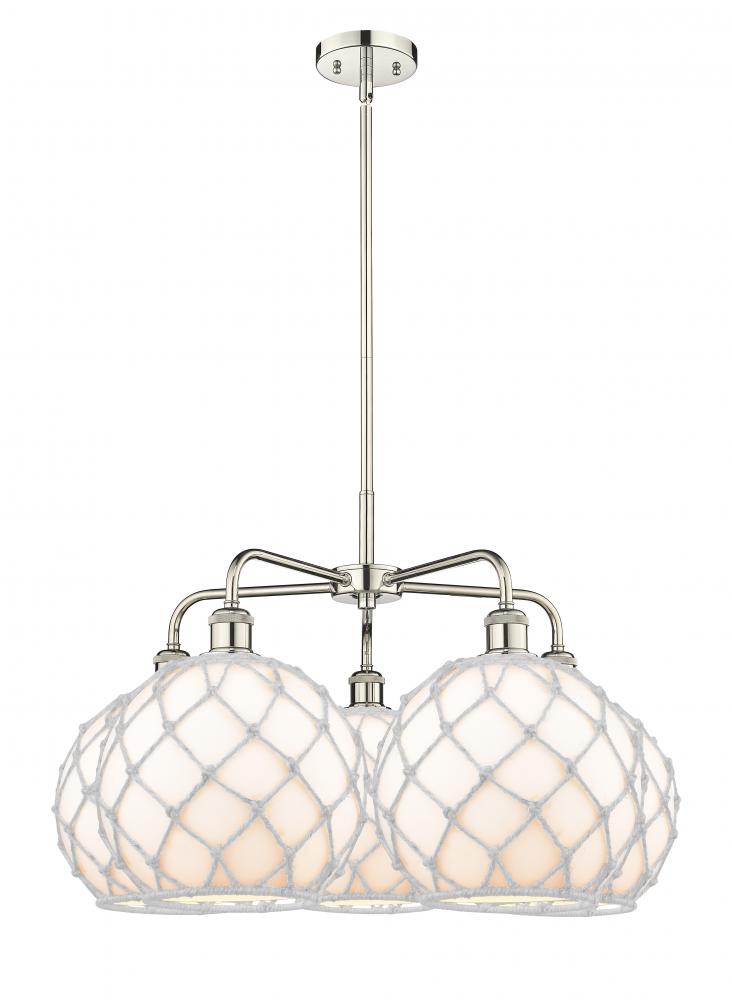 Farmhouse Rope - 5 Light - 29 inch - Polished Nickel - Stem hung - Chandelier