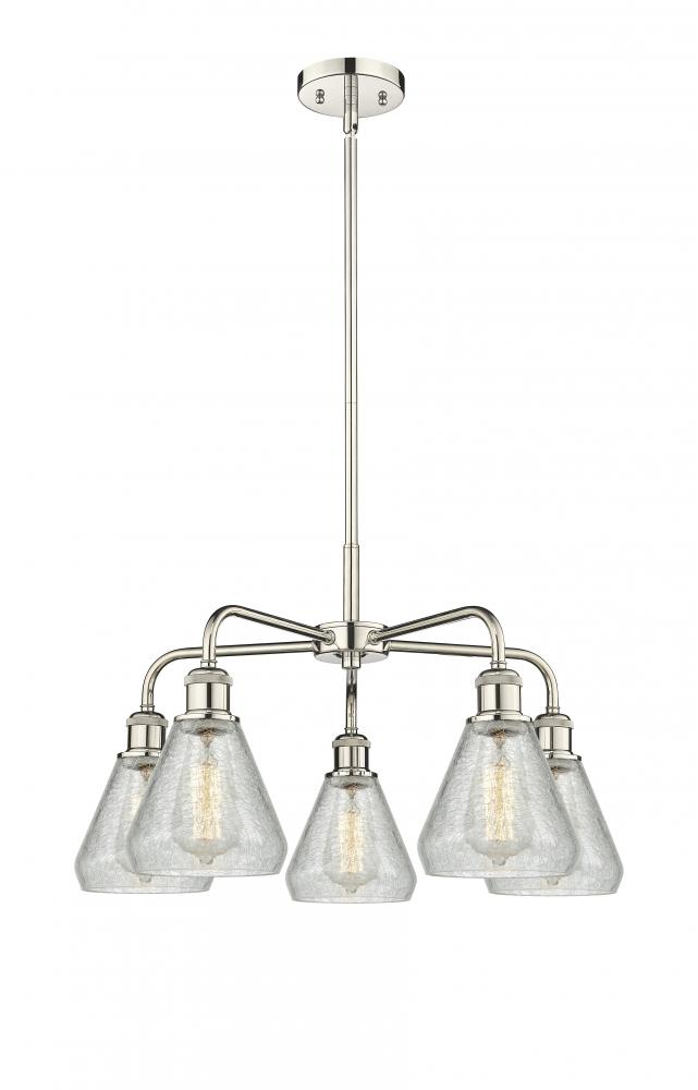 Conesus - 5 Light - 24 inch - Polished Nickel - Chandelier