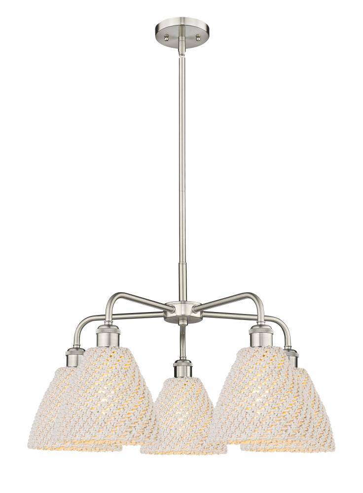 Bristol Natural - 5 Light - 26 inch - Satin Nickel - Stem hung - Chandelier