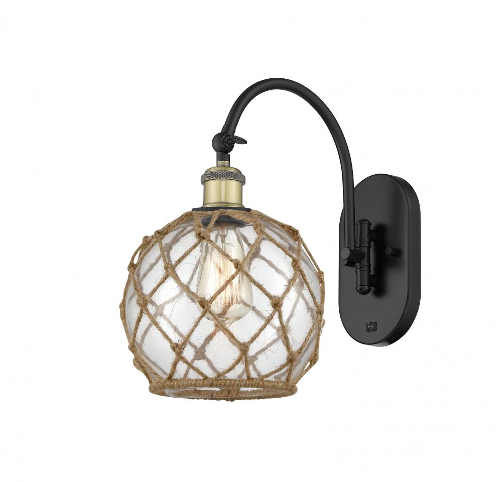 Farmhouse Rope - 1 Light - 8 inch - Black Antique Brass - Adjustable Swing Arm