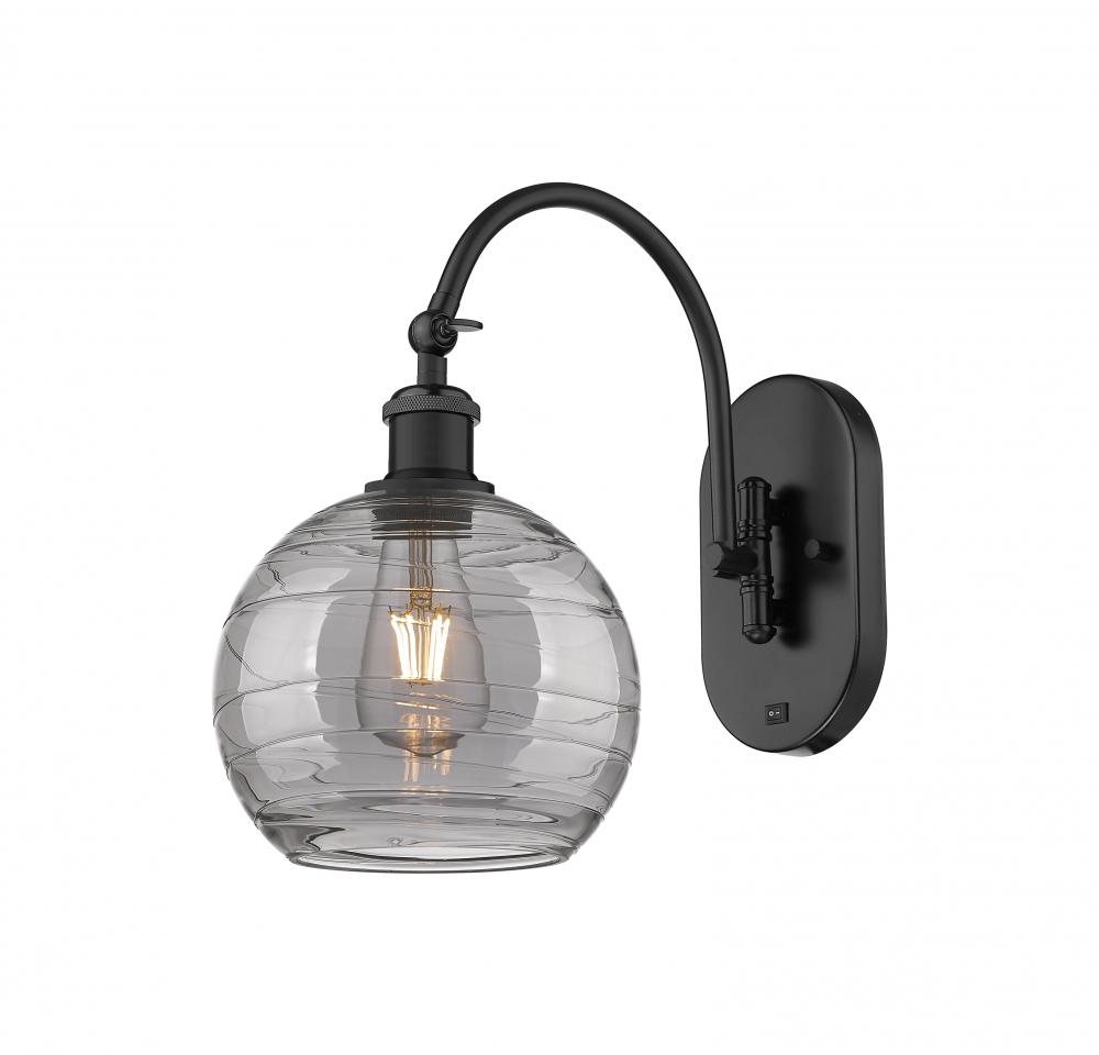 Athens Deco Swirl - 1 Light - 8 inch - Matte Black - Adjustable Swing Arm