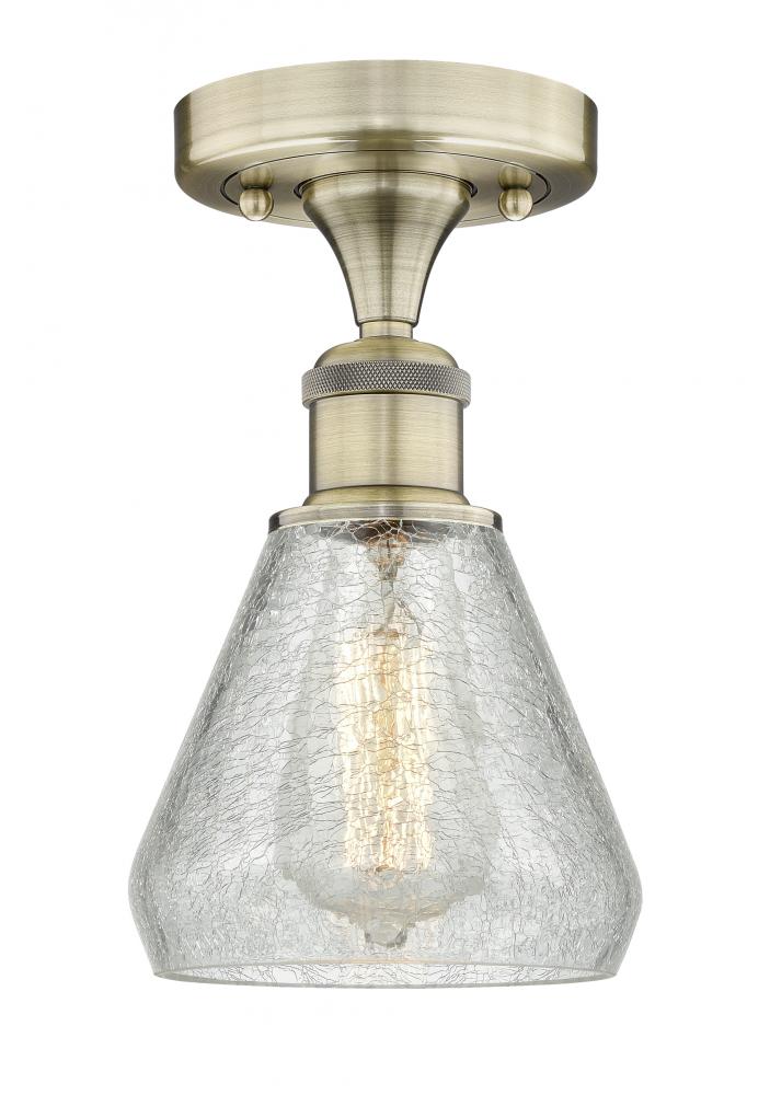 Conesus - 1 Light - 6 inch - Antique Brass - Semi-Flush Mount