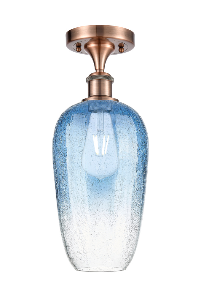 Brookhaven Flute - 1 Light - 7 inch - Antique Brass - Semi-Flush Mount