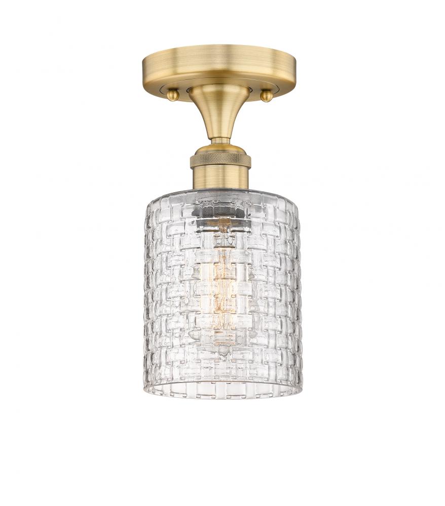 Cobbleskill - 1 Light - 5 inch - Brushed Brass - Semi-Flush Mount
