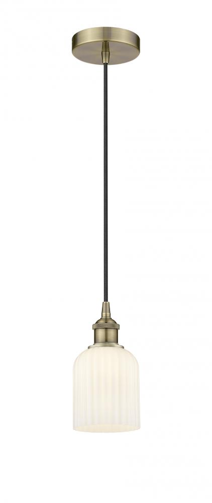 Bridal Veil - 1 Light - 5 inch - Antique Brass - Cord hung - Mini Pendant