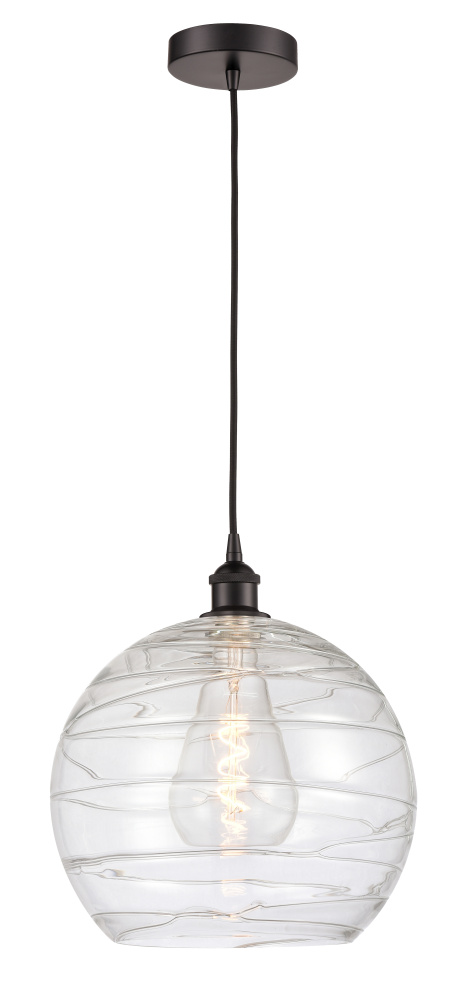 Athens Deco Swirl - 1 Light - 14 inch - Oil Rubbed Bronze - Cord hung - Mini Pendant