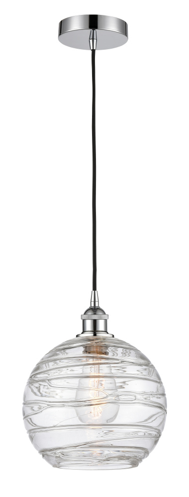Athens Deco Swirl - 1 Light - 10 inch - Polished Chrome - Cord hung - Mini Pendant