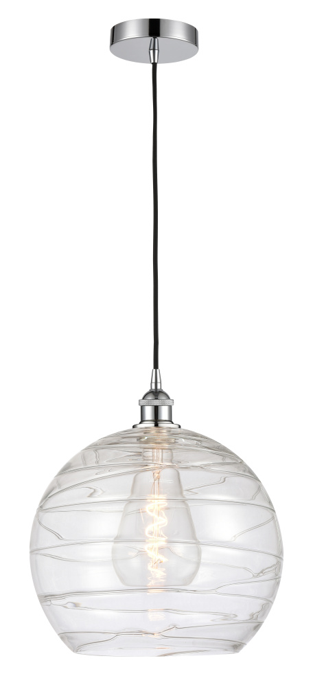 Athens Deco Swirl - 1 Light - 14 inch - Polished Chrome - Cord hung - Mini Pendant