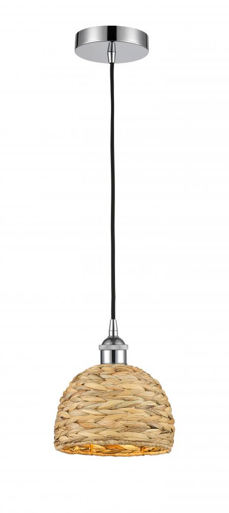Woven Rattan - 1 Light - 8 inch - Polished Chrome - Mini Pendant