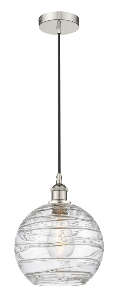 Athens Deco Swirl - 1 Light - 10 inch - Polished Nickel - Cord hung - Mini Pendant