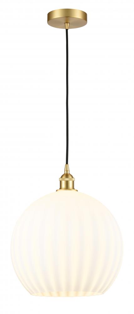White Venetian - 1 Light - 14 inch - Satin Gold - Cord Hung - Pendant