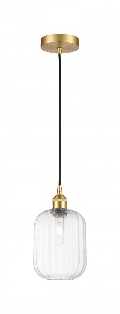 Preston Cylinder - 1 Light - 7 inch - Satin Gold - Cord hung - Mini Pendant